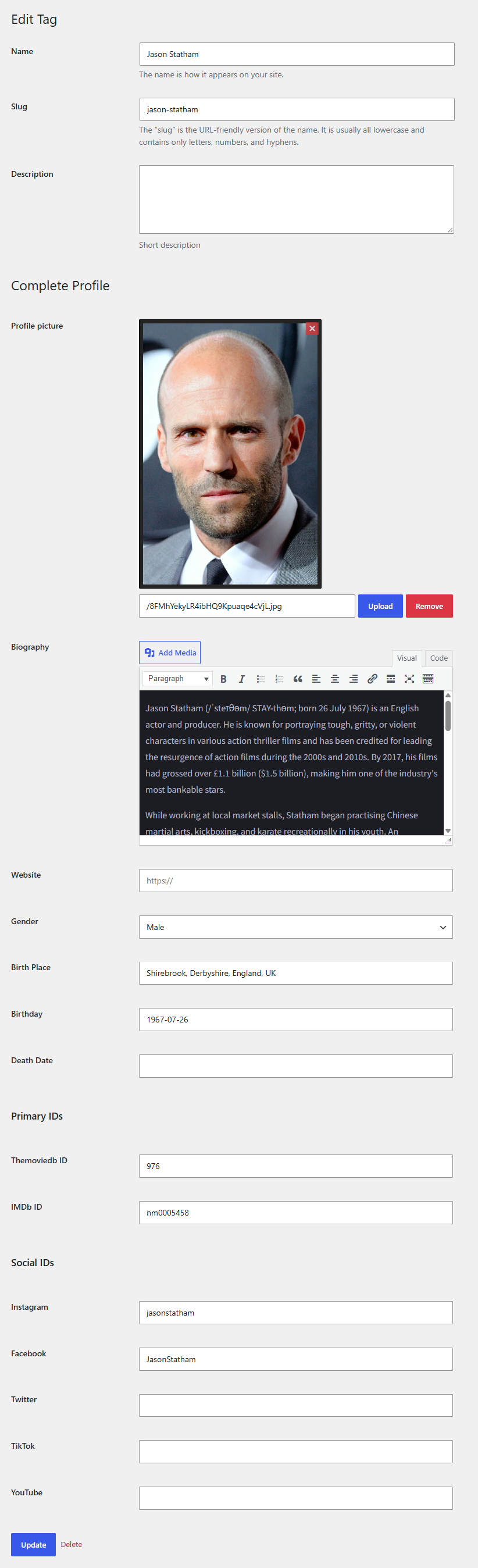 Person complete editor
