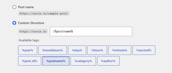 Recommendation for permalink settings.